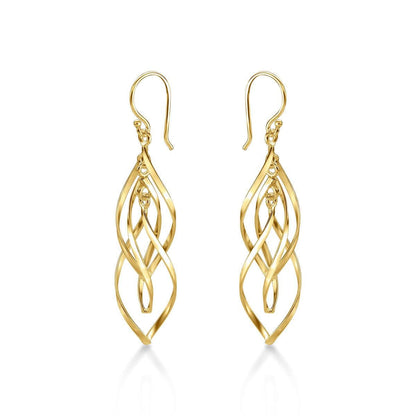 Gold Plated Long Spiral Dangling Earrings for Women - namana.london