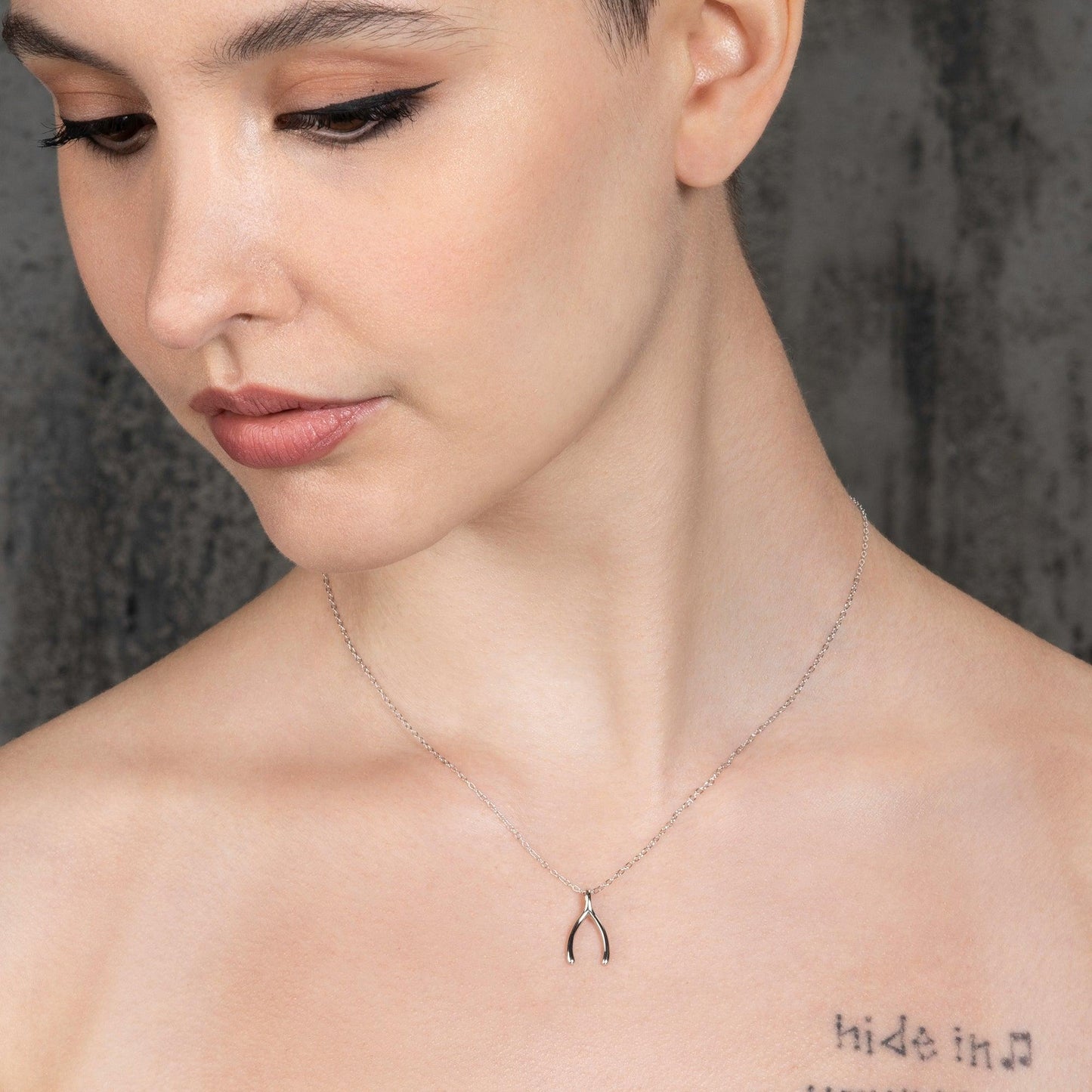 Sterling Silver Wishbone Pendant Necklace for Women - namana.london