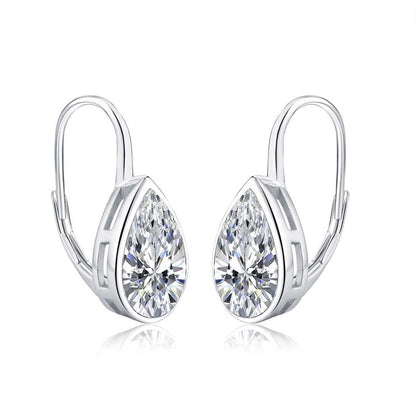 925 Sterling Silver Leverback Cubic Zirconia Drop Earrings - namana.london