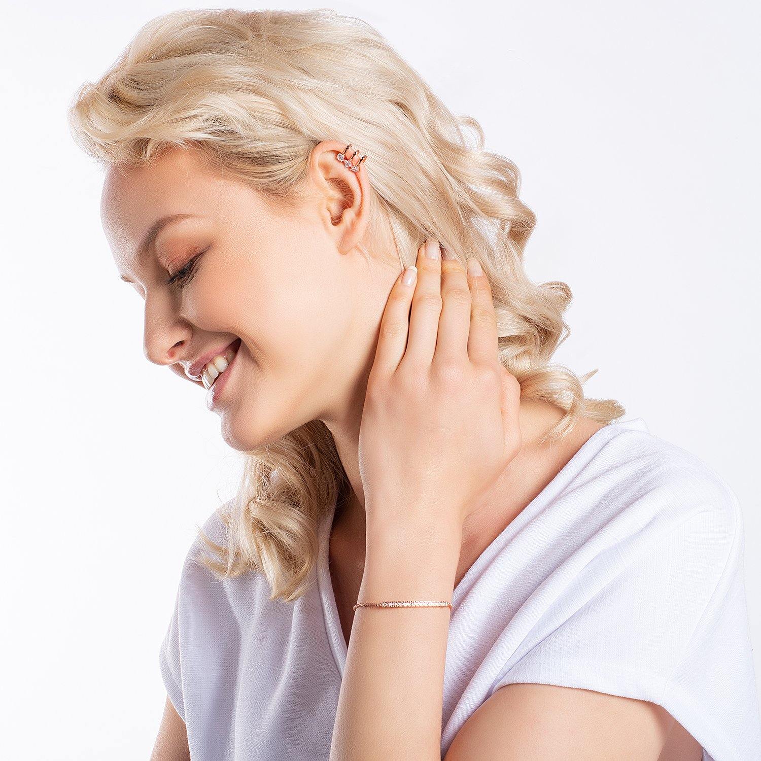 Rose Gold Cuff Earring set with Cubic Zirconia - namana.london