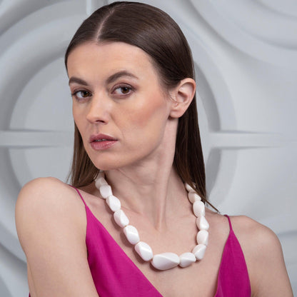 Twisted White Chunky Statement Necklace for Women - namana.london