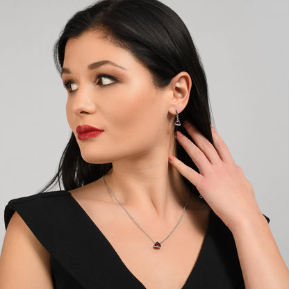 Triangle Red Pendant Necklace for Women - namana.london