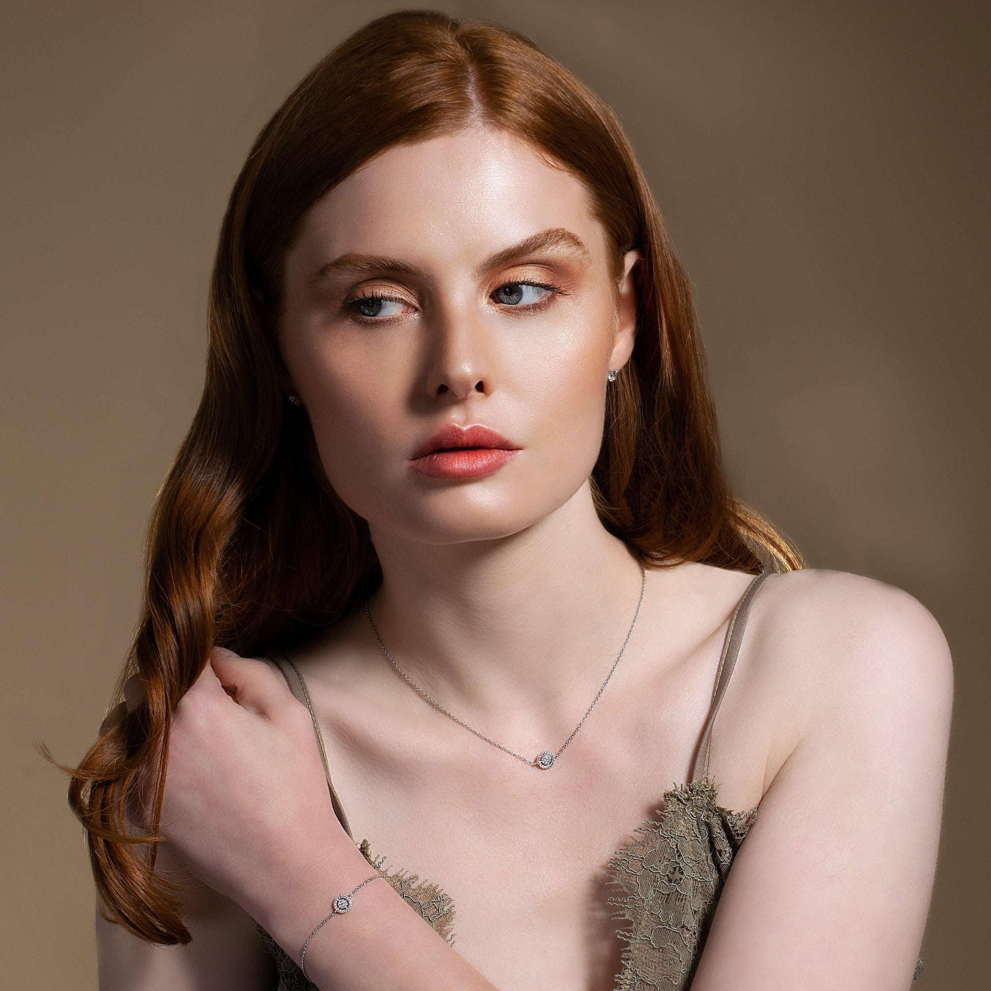 Sterling Silver Target Pendant Necklace with Cubic Zirconia Stones - namana.london