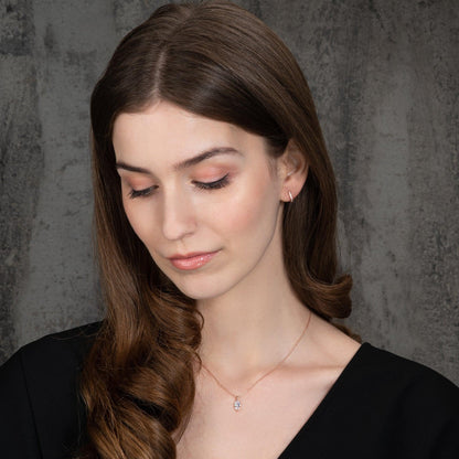 Rose Gold Pendant Necklace for Women with a Marquise Cut Stone - namana.london