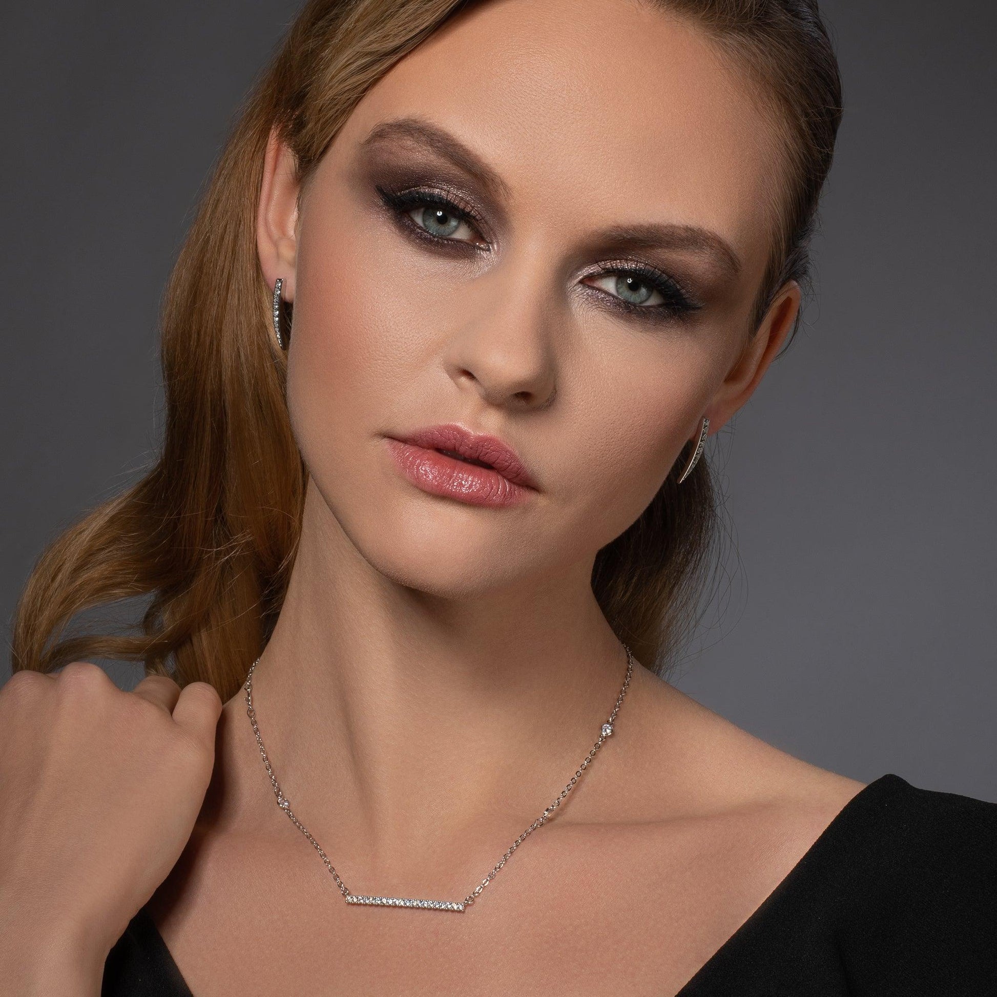 Spear Earrings with Cubic Zirconia - namana.london