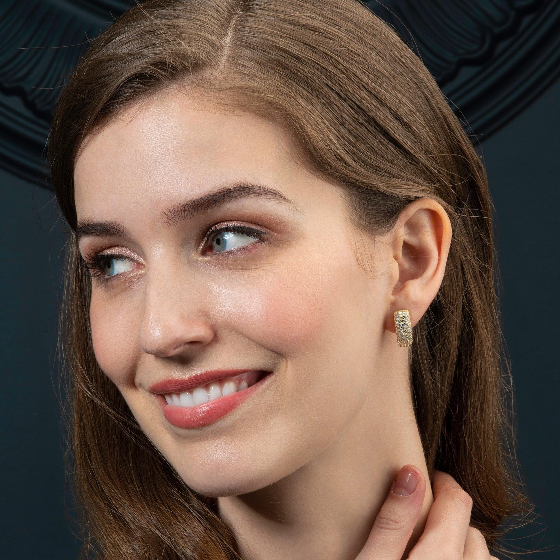 Gold Pave Hoop Earrings for Women - namana.london