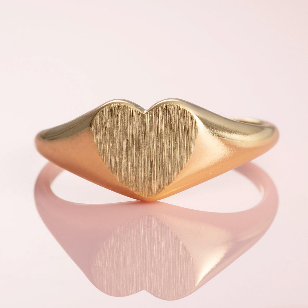 Adjustable Gold Signet Ring for Women in a Heart Motif - namana.london