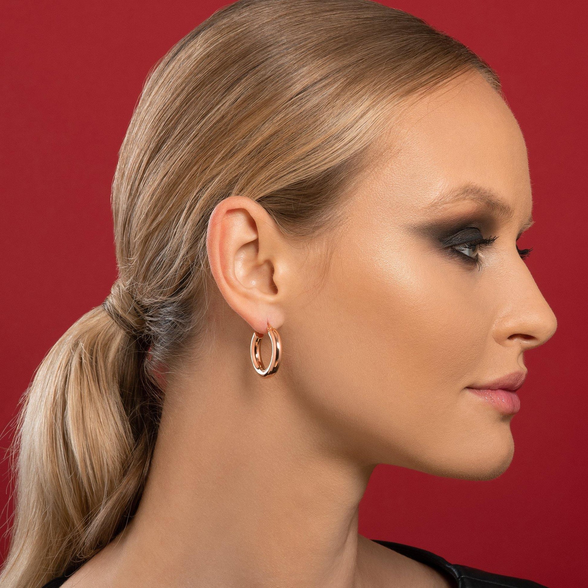 Chunky Rose Gold Hoop Earrings for Women - namana.london