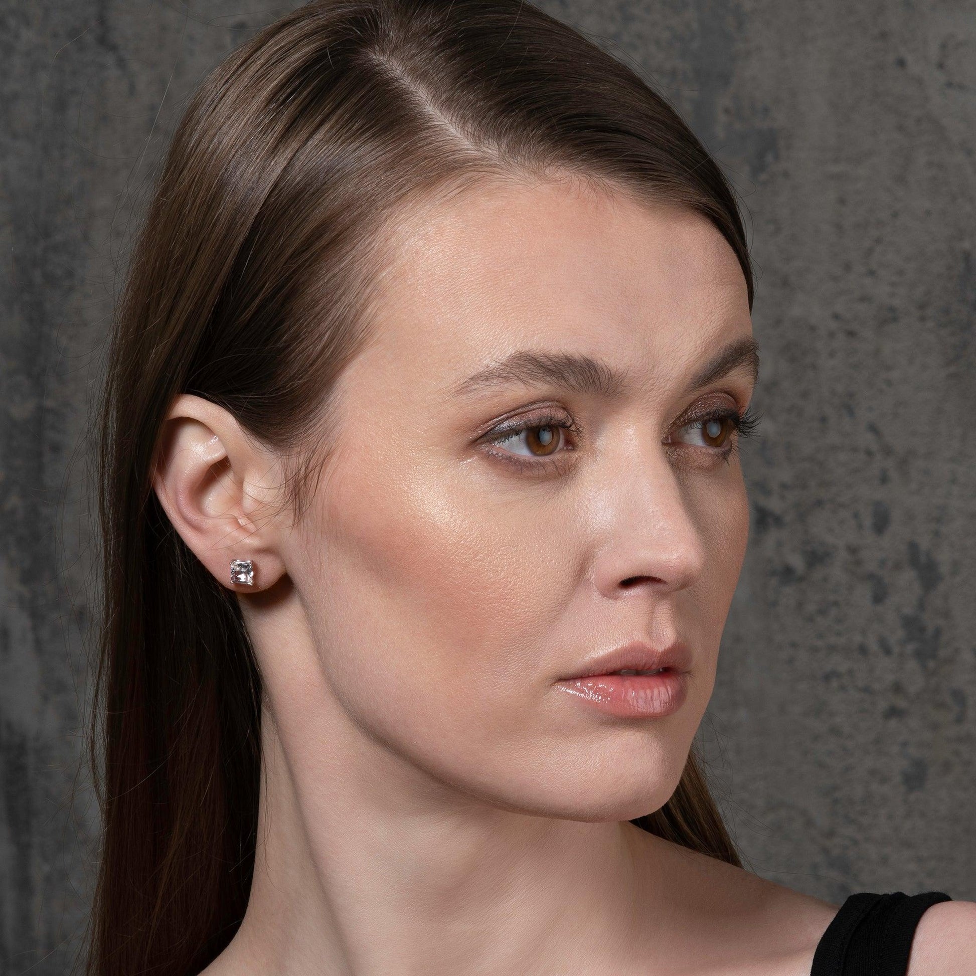 Square Cubic Zirconia Stud Earrings for Women - namana.london