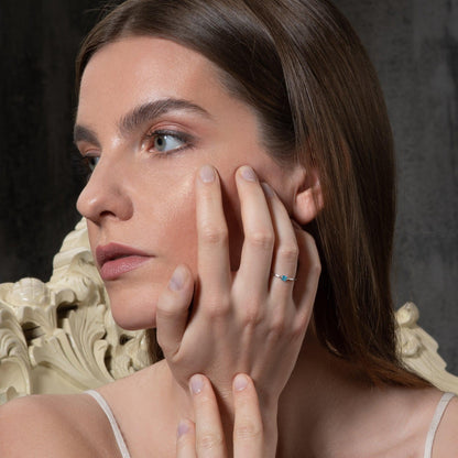Adjustable Light Blue Ring for Women with a Square Zirconia Stone - namana.london