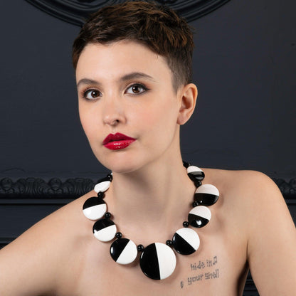 Chunky Black and White Statement Necklace for Women - namana.london