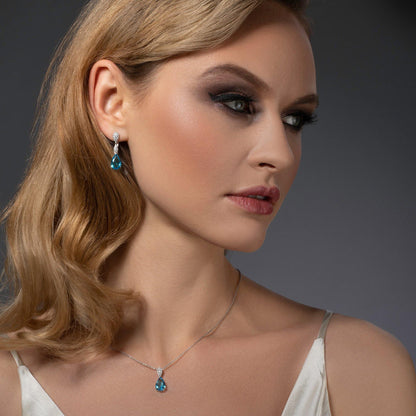 Sterling Silver Light Blue Drop Earrings for Women - namana.london