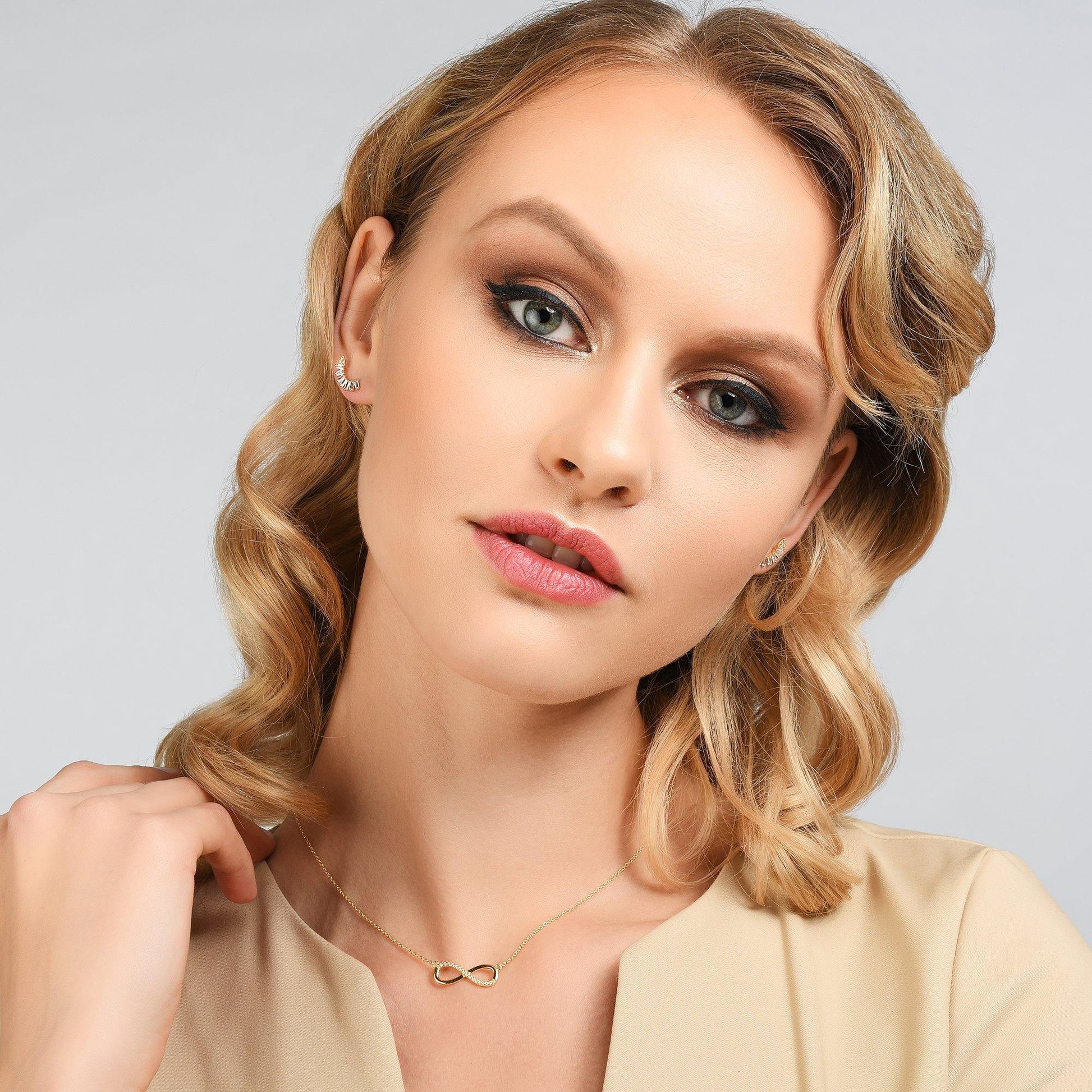 Gold Infinity Necklace for Women with Cubic Zirconia - namana.london