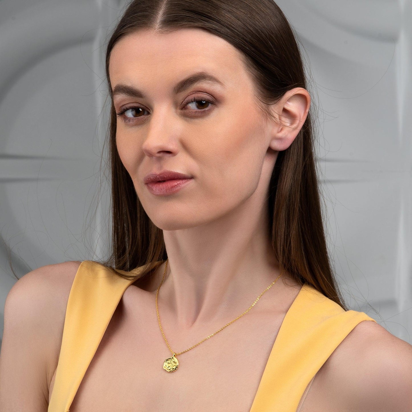 Gold Plated Organic Evil Eye Pendant Necklace for Women - namana.london
