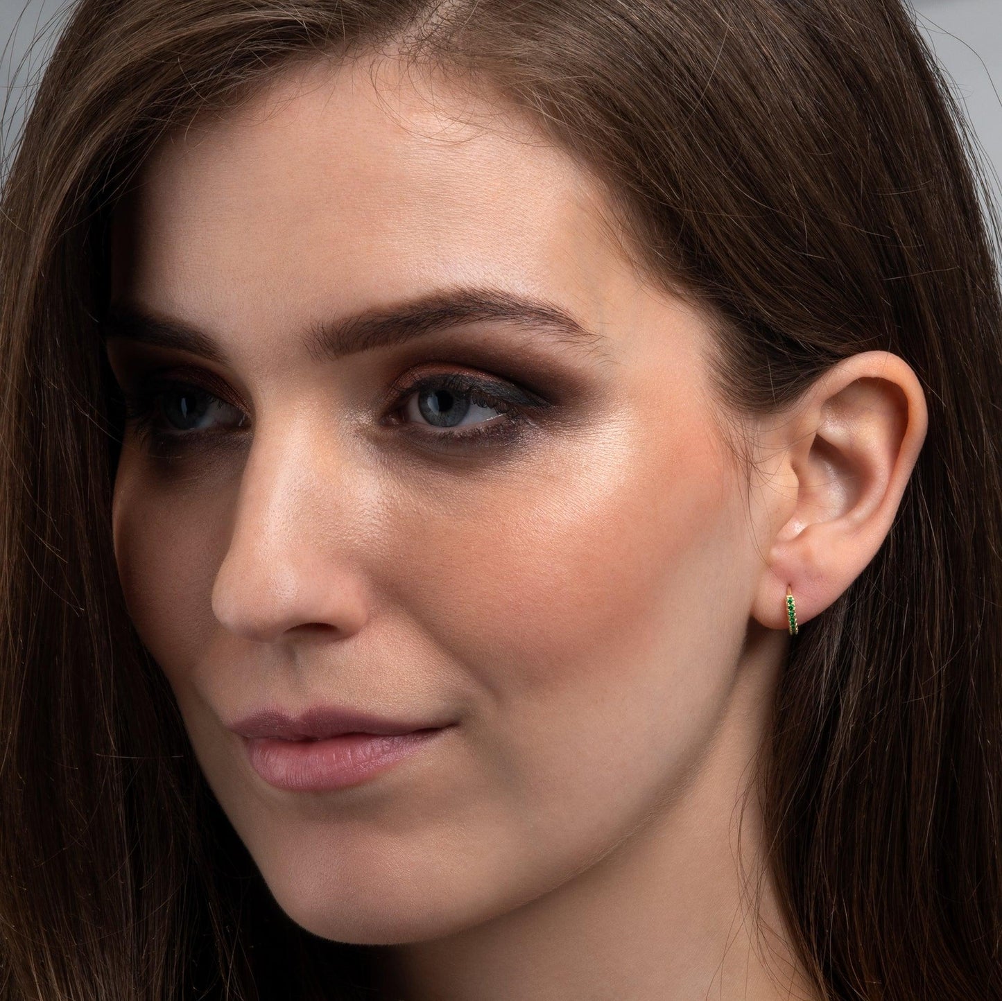 Gold Plated Mini Green Hoop Earrings for Women - namana.london