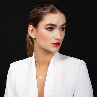 Gold Panther Pendant Necklace with Brushed Finish - namana.london