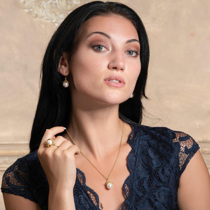 Large Gold Plated Pearl Earrings for Women - namana.london