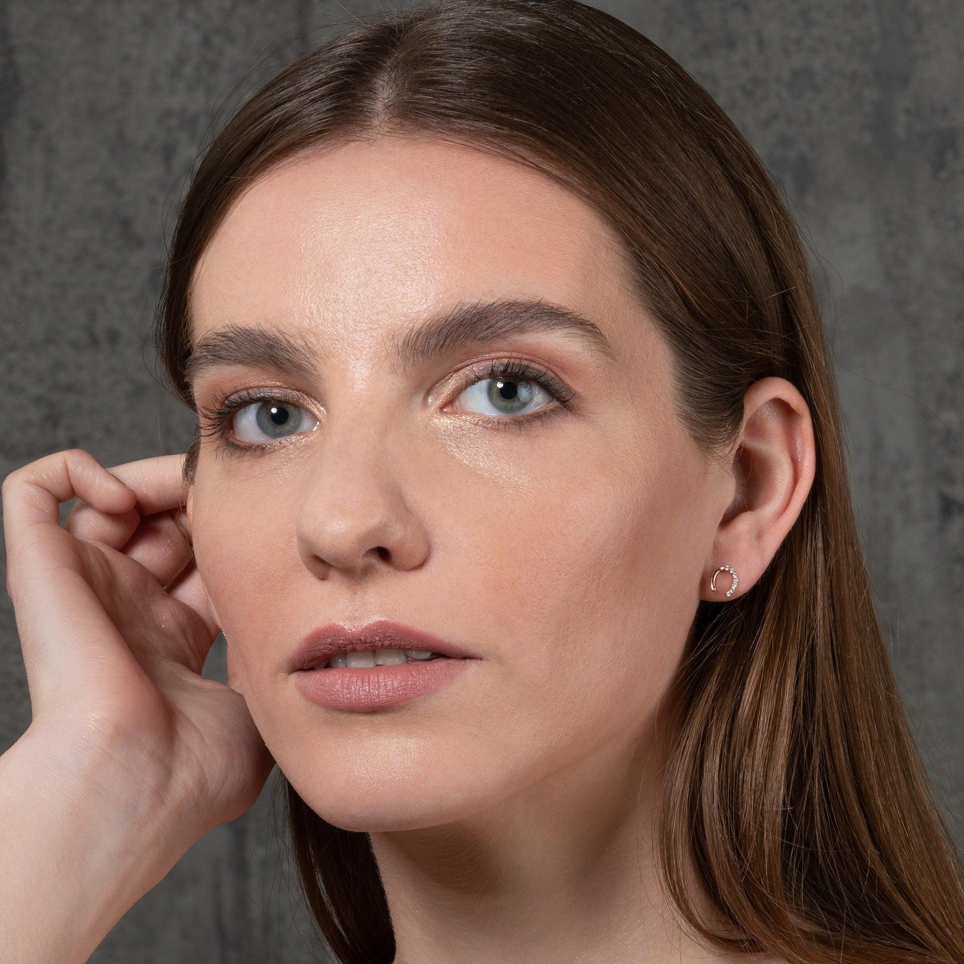 Rose Gold Lucky Horseshoe Stud Earrings for Women - namana.london