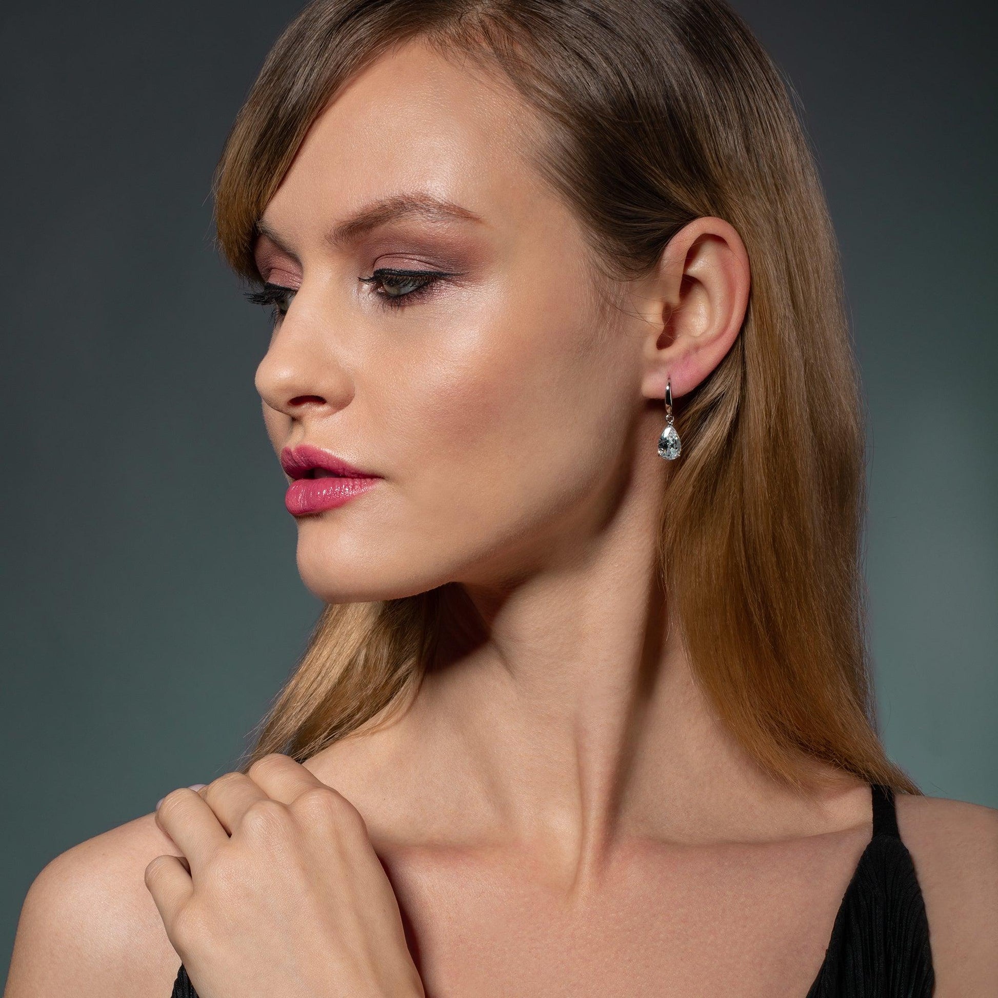 Pear Drop Earrings with White Cubic Zirconia - namana.london