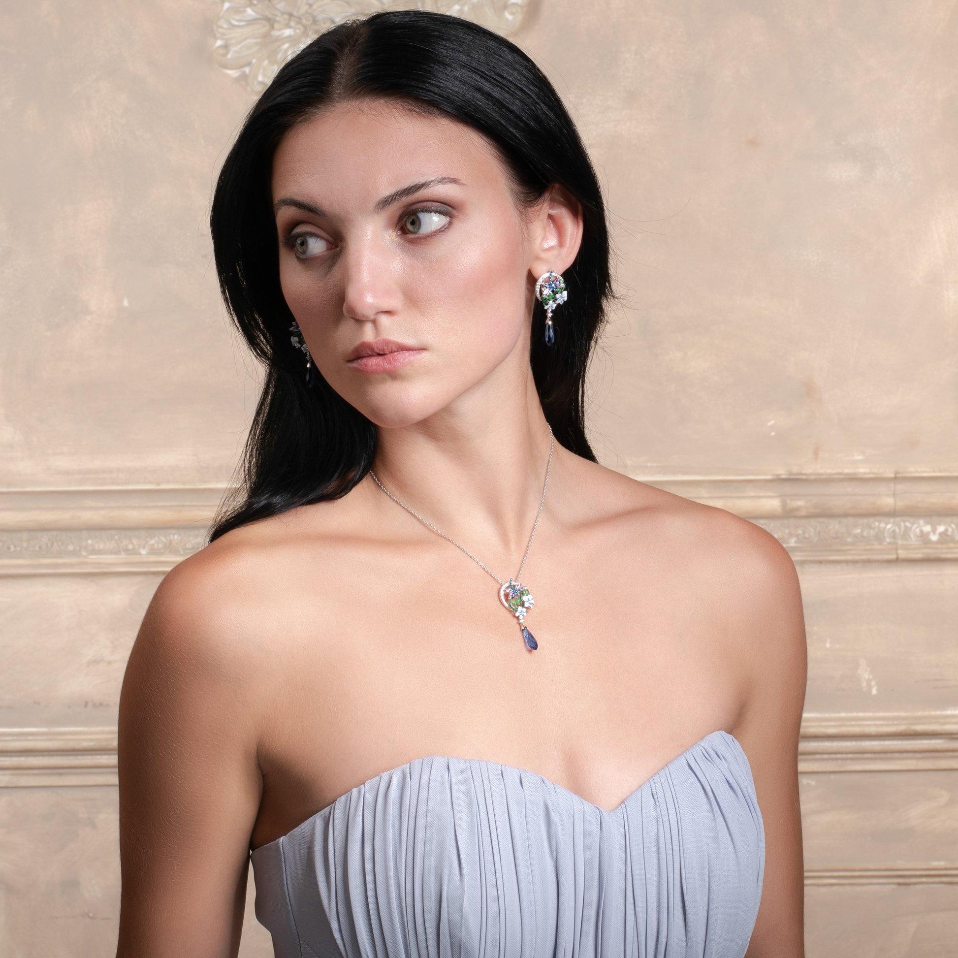 Sterling Silver Blue Dragonfly Necklace for Women - namana.london