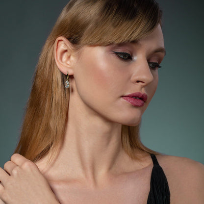 Gold Pear Drop Earrings with White Cubic Zirconia - namana.london
