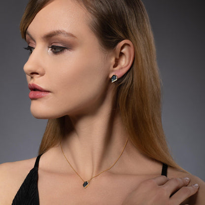 Abalone Shell Gold Stud Earrings for Women - namana.london