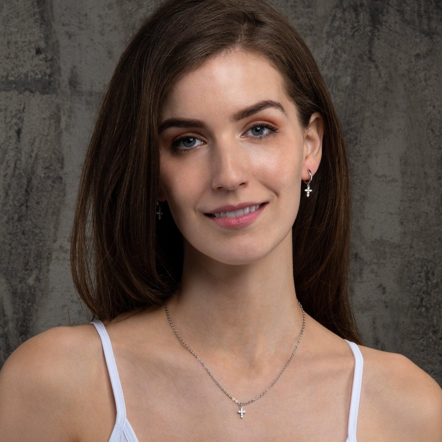 Dainty Cross Pendant Necklace for Women with Cubic Zirconia - namana.london