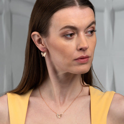 Dainty Rose Gold Plated Butterfly Pendant Necklace for Women - namana.london
