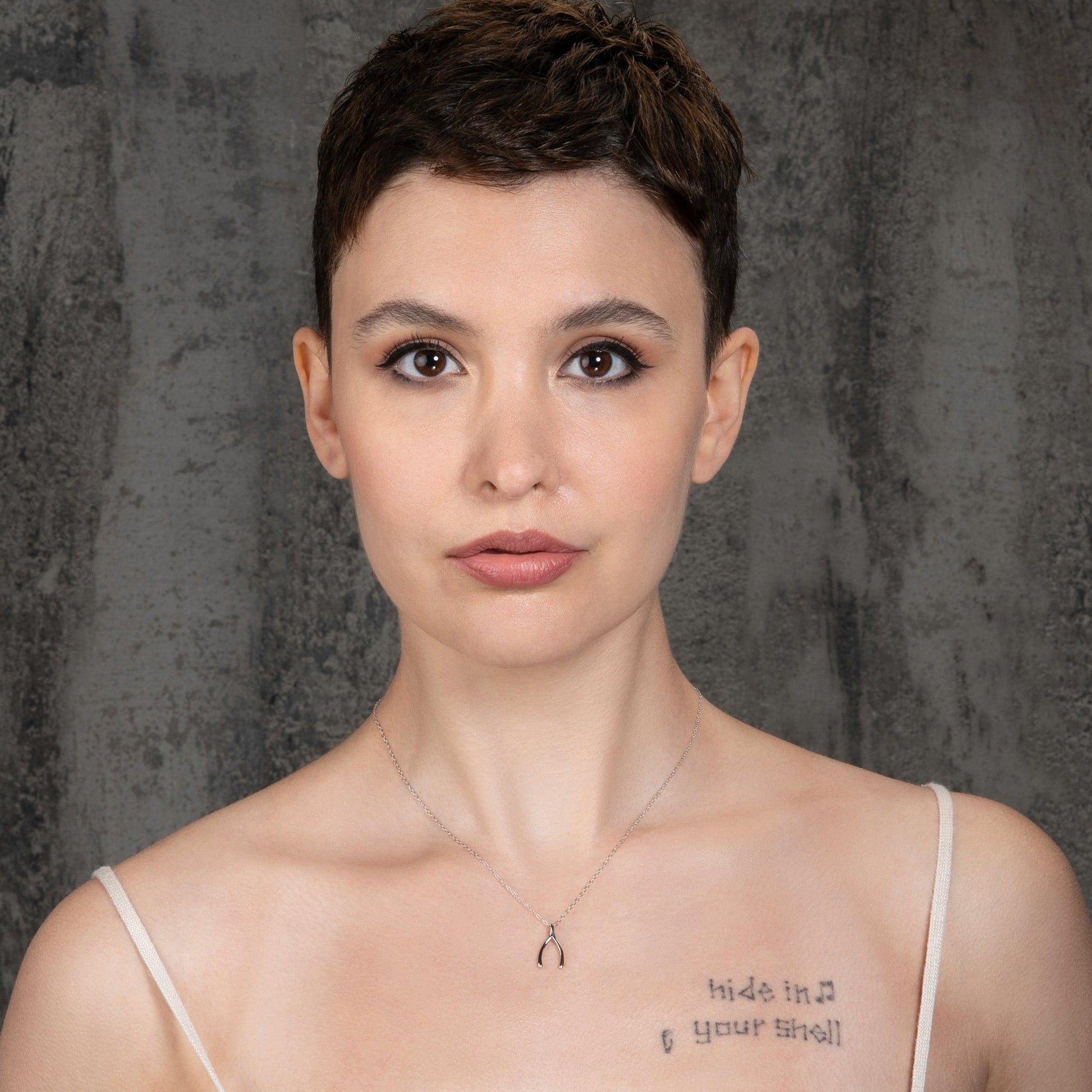Sterling Silver Wishbone Pendant Necklace for Women - namana.london