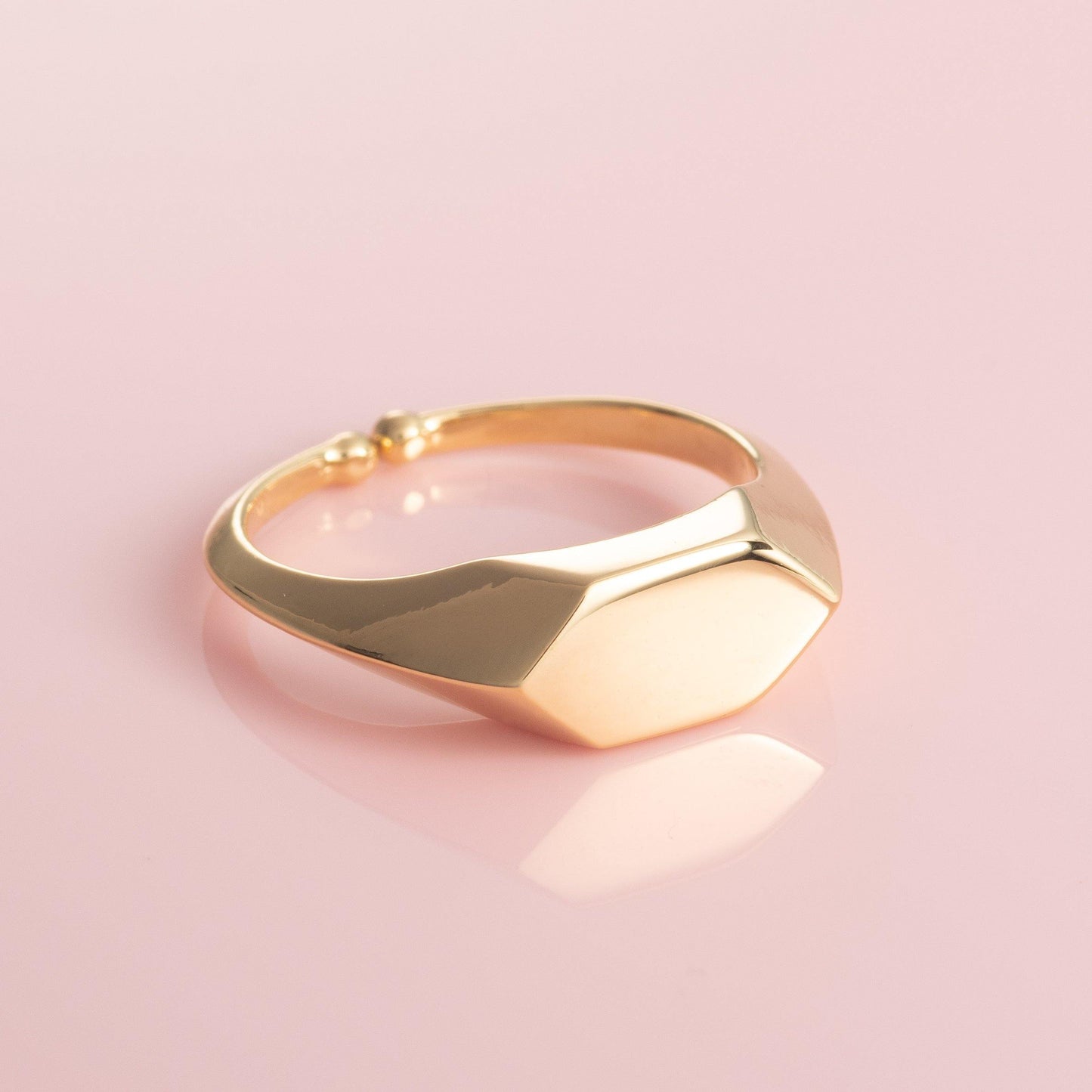 Adjustable Gold Plated Geometric Signet Ring for Women - namana.london