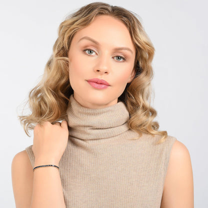 Adjustable Gold Bracelet for Women with Blue Stones - namana.london