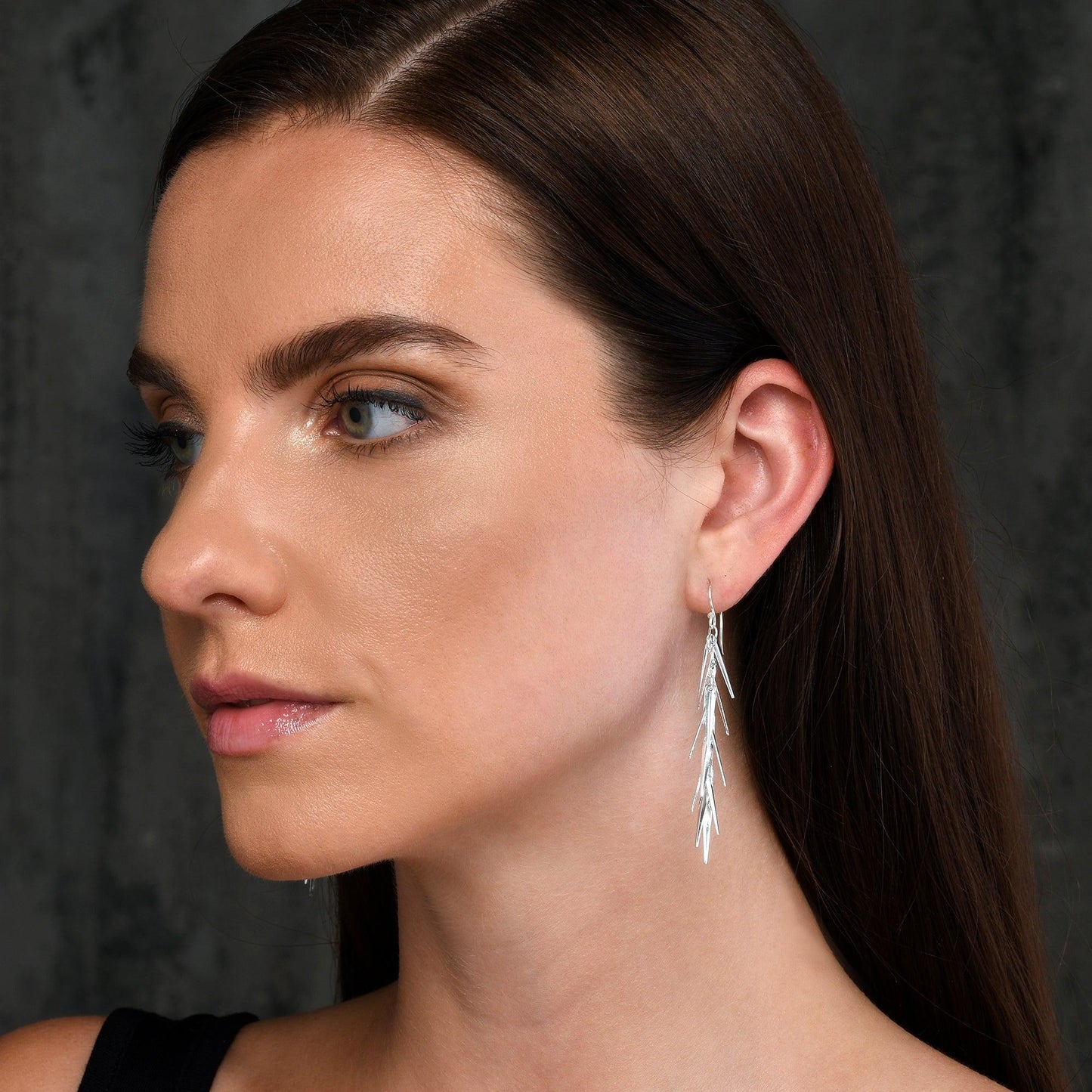 925 Sterling Silver Long Pine Dangle Earrings for Women - namana.london