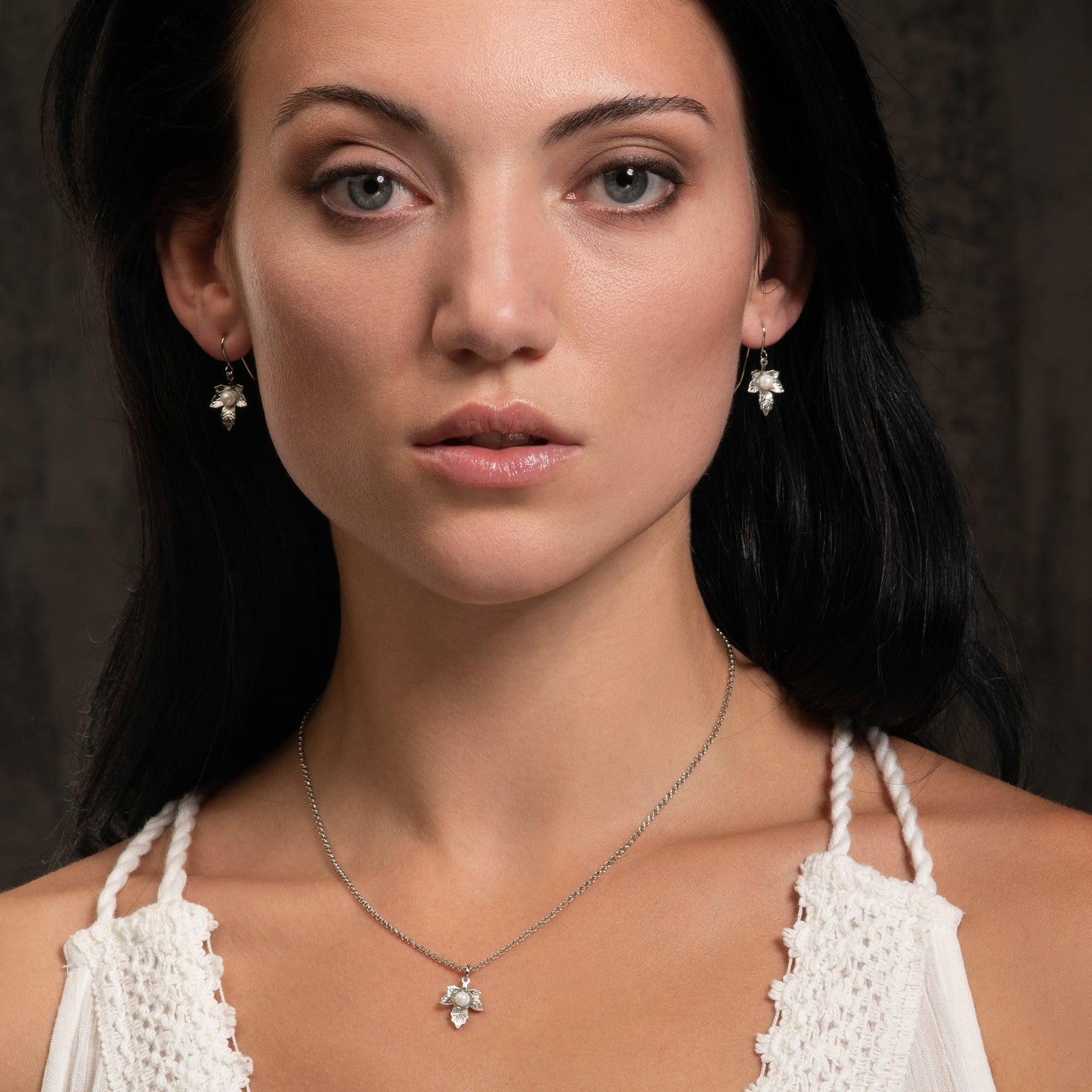 Cute Dainty Leaf Pearl Drop Earrings for Women - namana.london