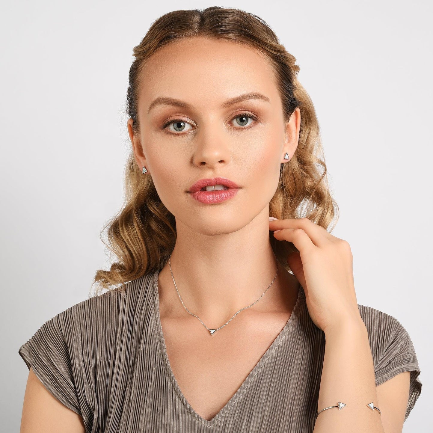 Triangle Opal Pendant Necklace - namana.london