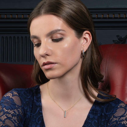 Gold Hoop Earrings with Blue Cubic Zirconia Stones - namana.london