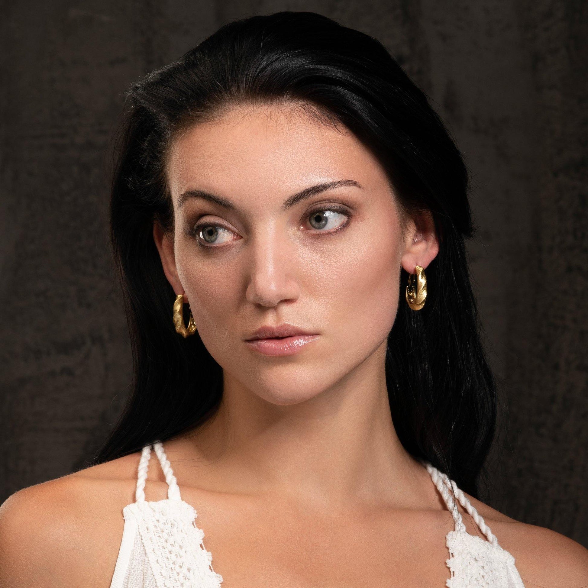 Gold Plated Large Twisted Hoop Earrings for Women - namana.london