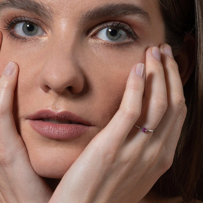 Adjustable Light Pink Ring for Women with a Square Zirconia Stone - namana.london