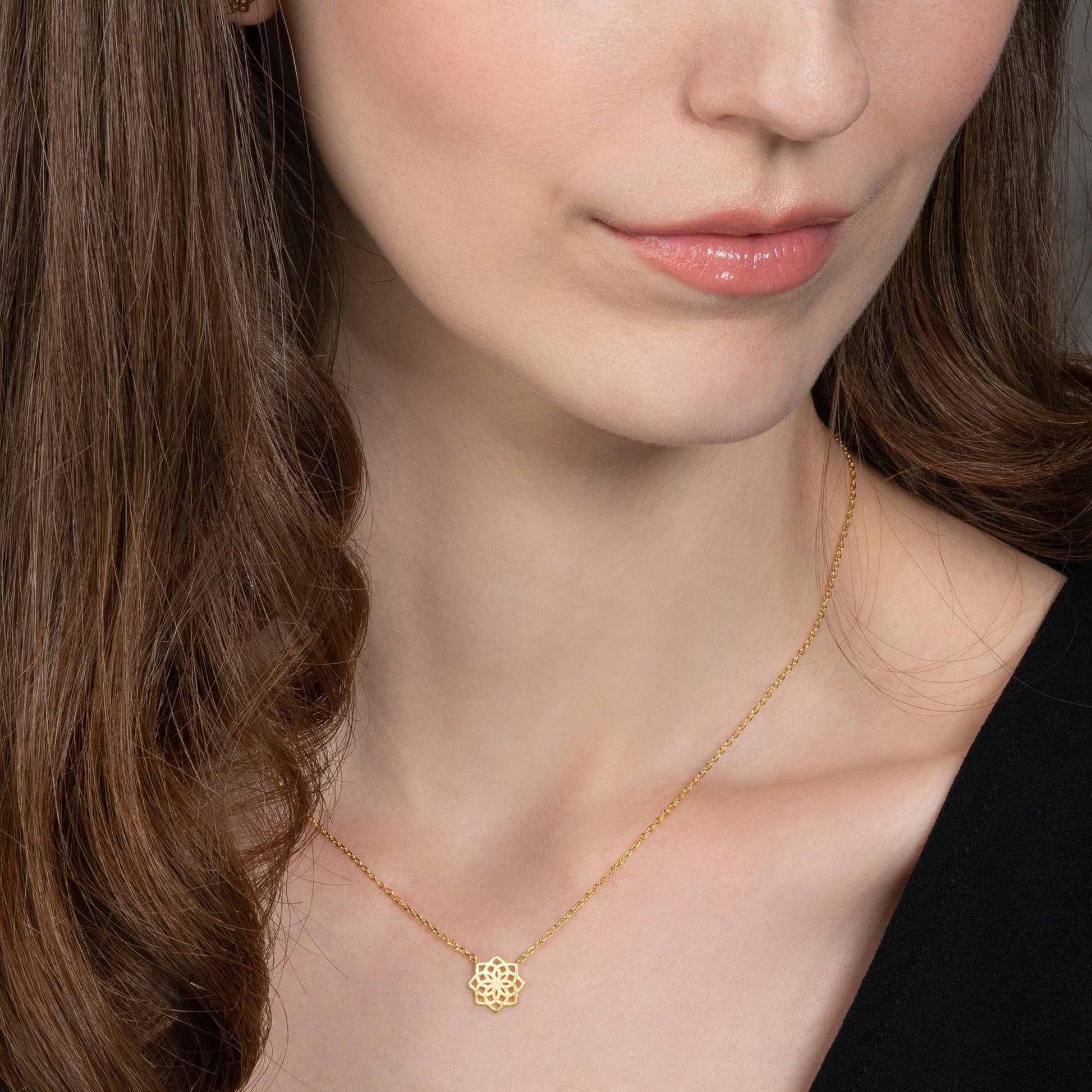 Gold Mandala Pendant Necklace for Women - namana.london