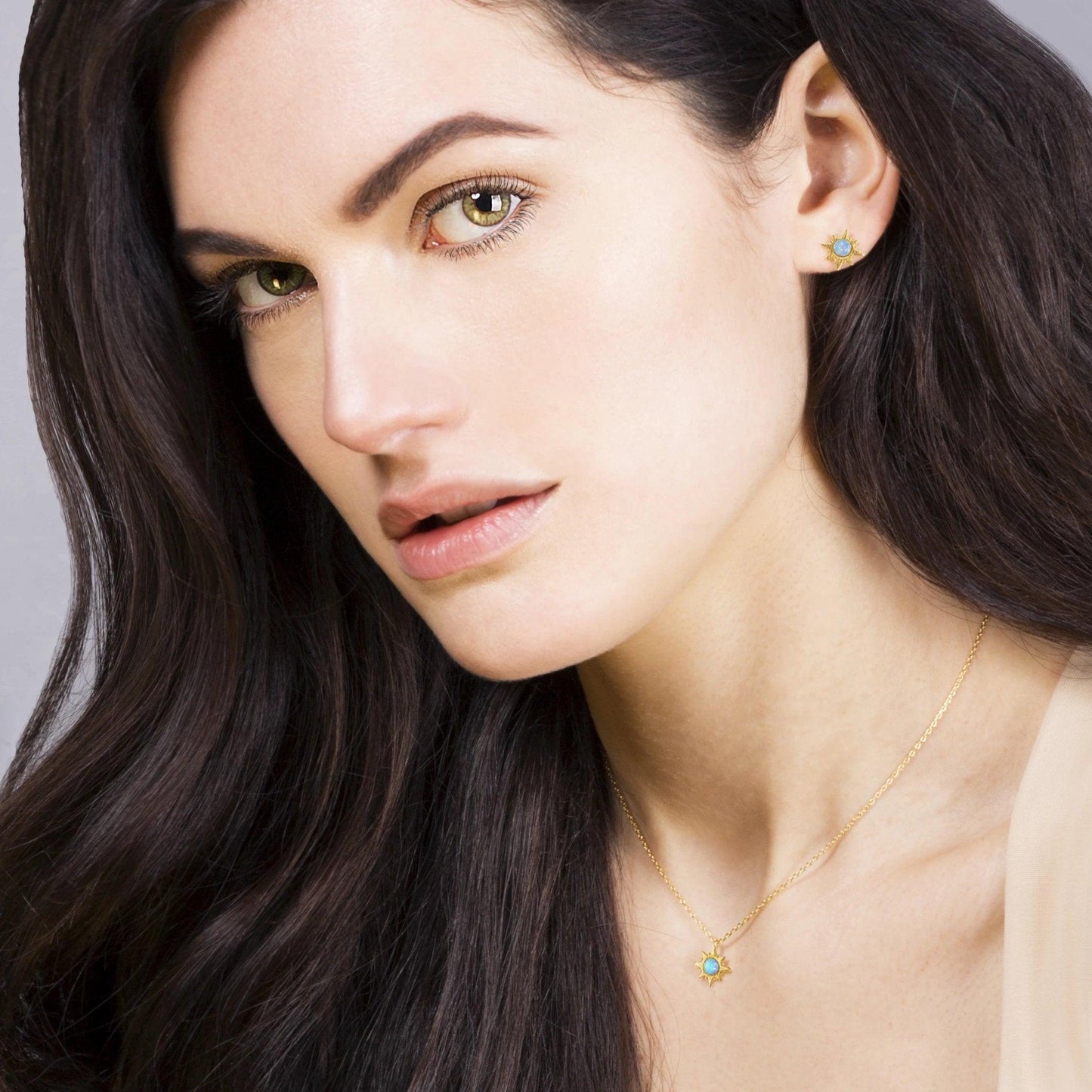 Gold Sunburst Opal Pendant Necklace - namana.london