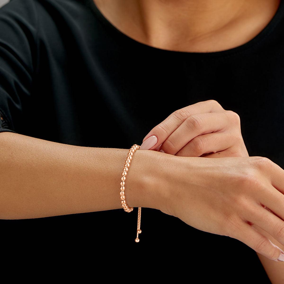 Rose Gold Plated Ball Bracelet for Women - namana.london