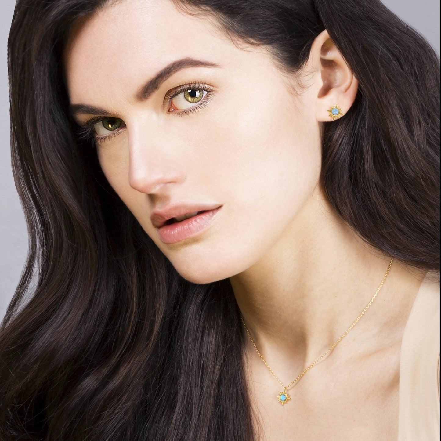 Gold Sunburst Opal Stud Earrings - namana.london