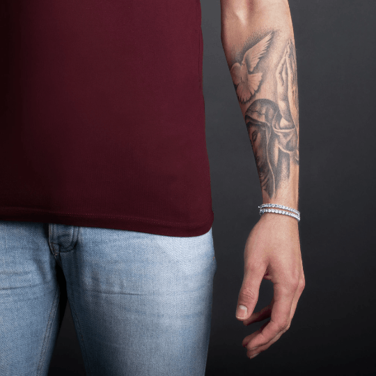 925 Sterling Silver Tennis Bracelet For Men with 4mm Sparkling