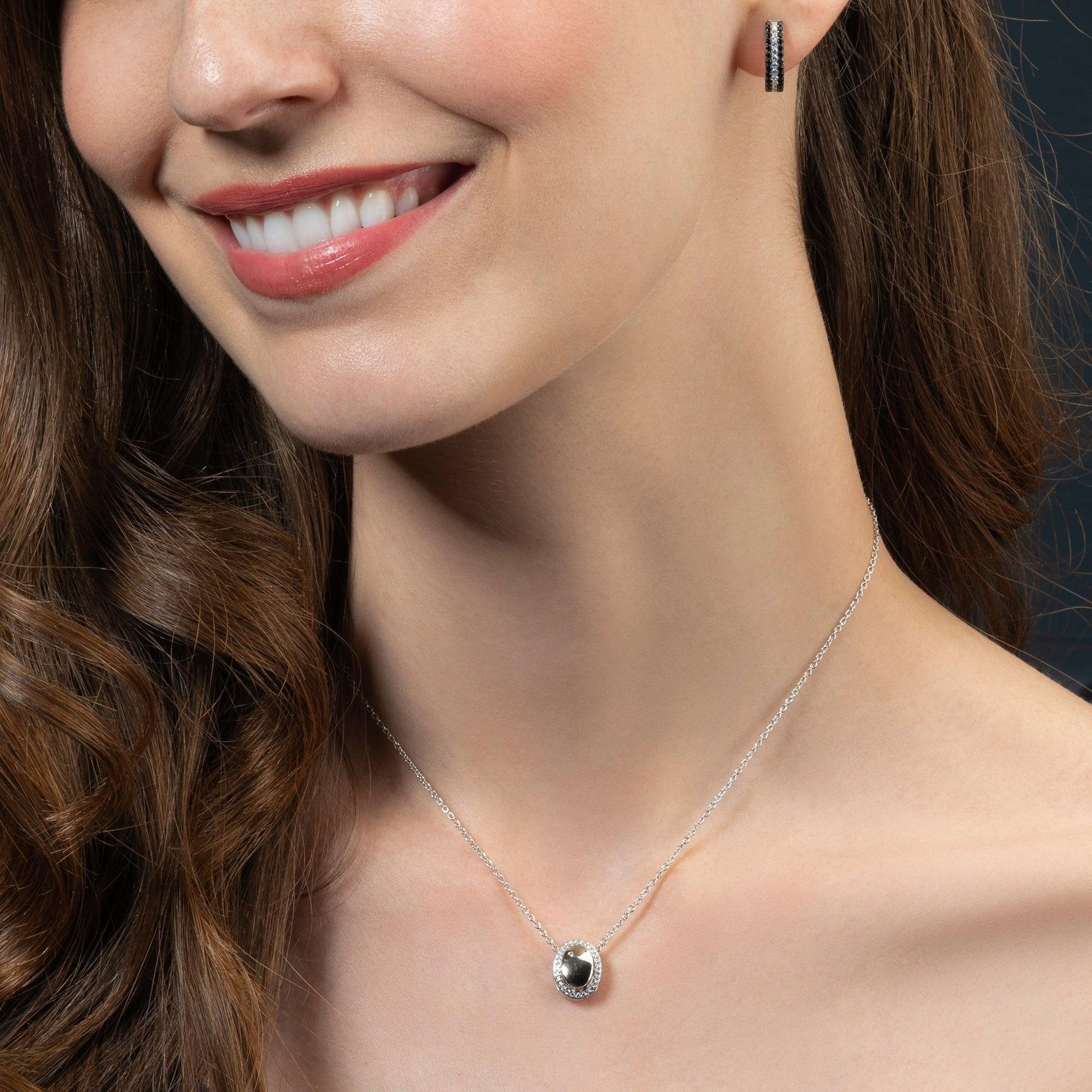 Sterling Silver Multi Wear Black and White  Reversible Pendant Necklace - namana.london