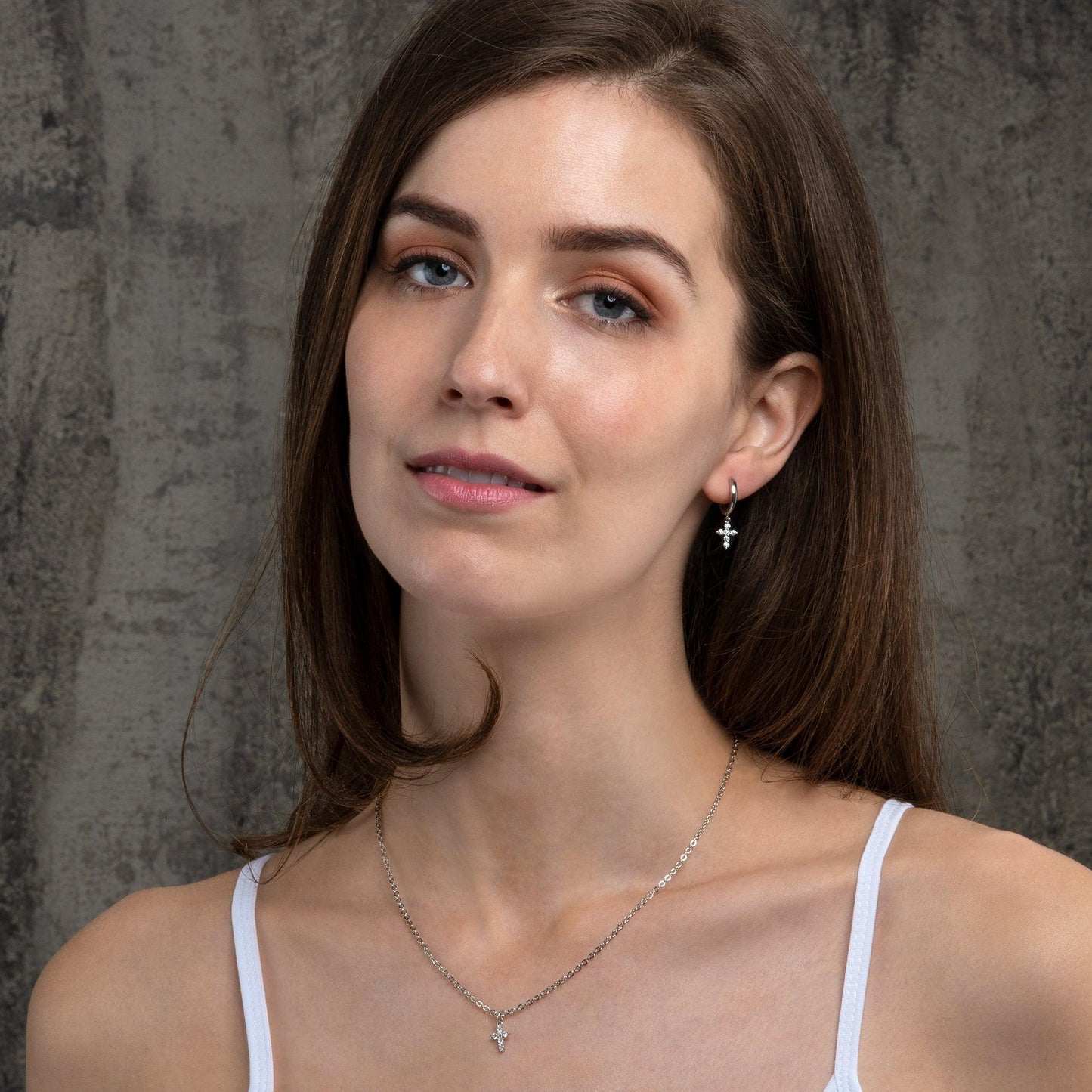 Dainty Cross Pendant Necklace for Women with Cubic Zirconia - namana.london