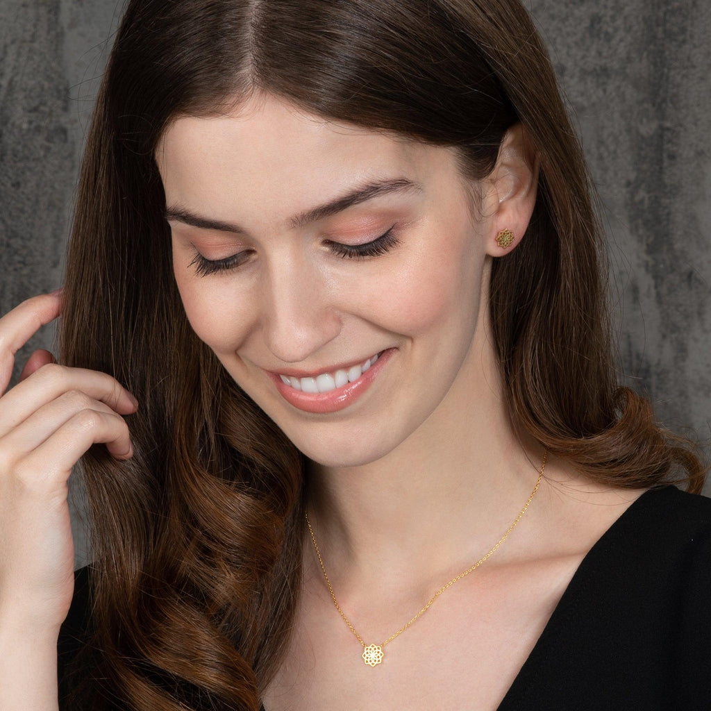 Gold Mandala Stud Earrings for Women