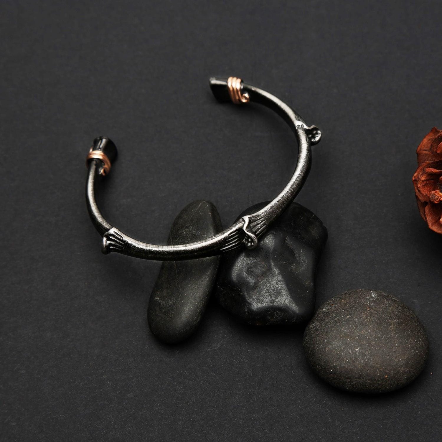 Stainless Steel Cuff Bangle for Men in a Bone Design - namana.london