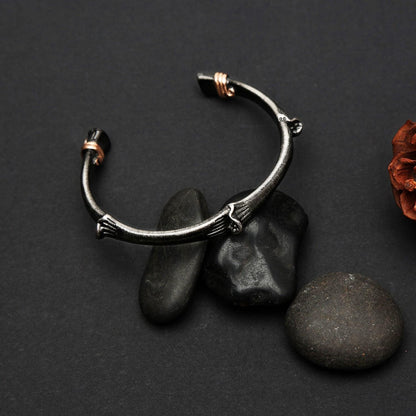 Stainless Steel Cuff Bangle for Men in a Bone Design - namana.london