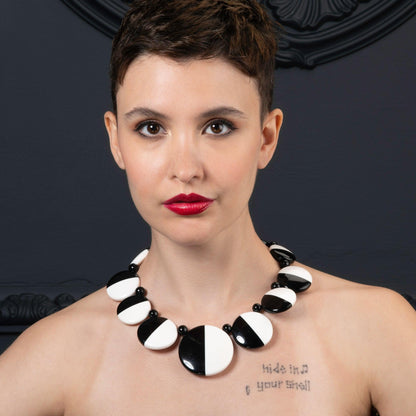Chunky Black and White Statement Necklace for Women - namana.london