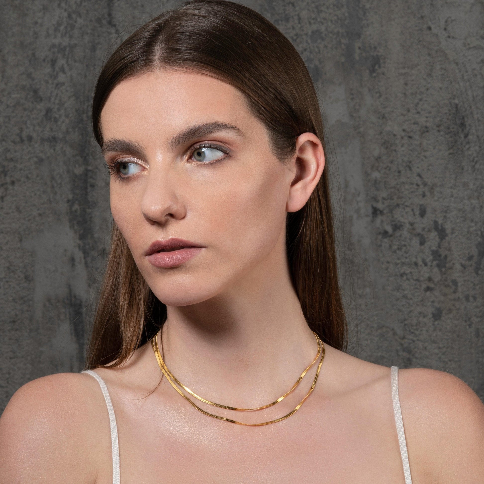Gold Plated Herringbone Necklace for Women - namana.london