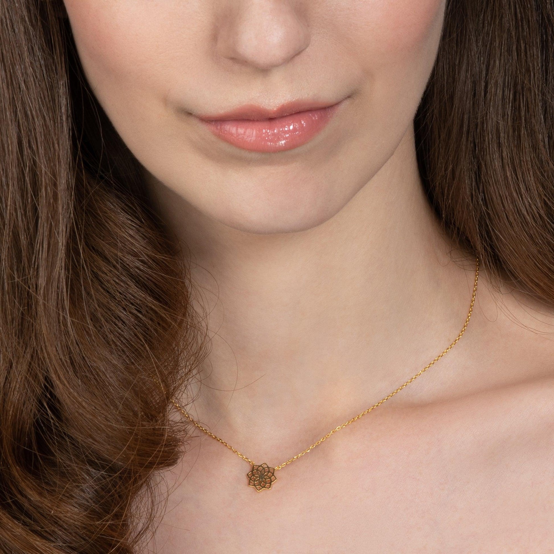Gold Mandala Pendant Necklace for Women - namana.london